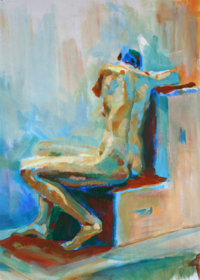 Petr Mucha - study painting - Sitting Nude - 2016 - 60 x 70cm - acrylic on paper