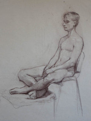 Petr Mucha - figurální studie - Sedící mladík