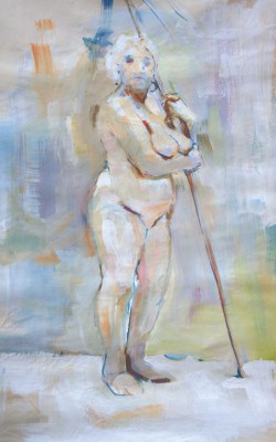 Petr Mucha - studie v barvě - Paní Kratochvílová II - 2011 - 80x110cm - akryl na papíře